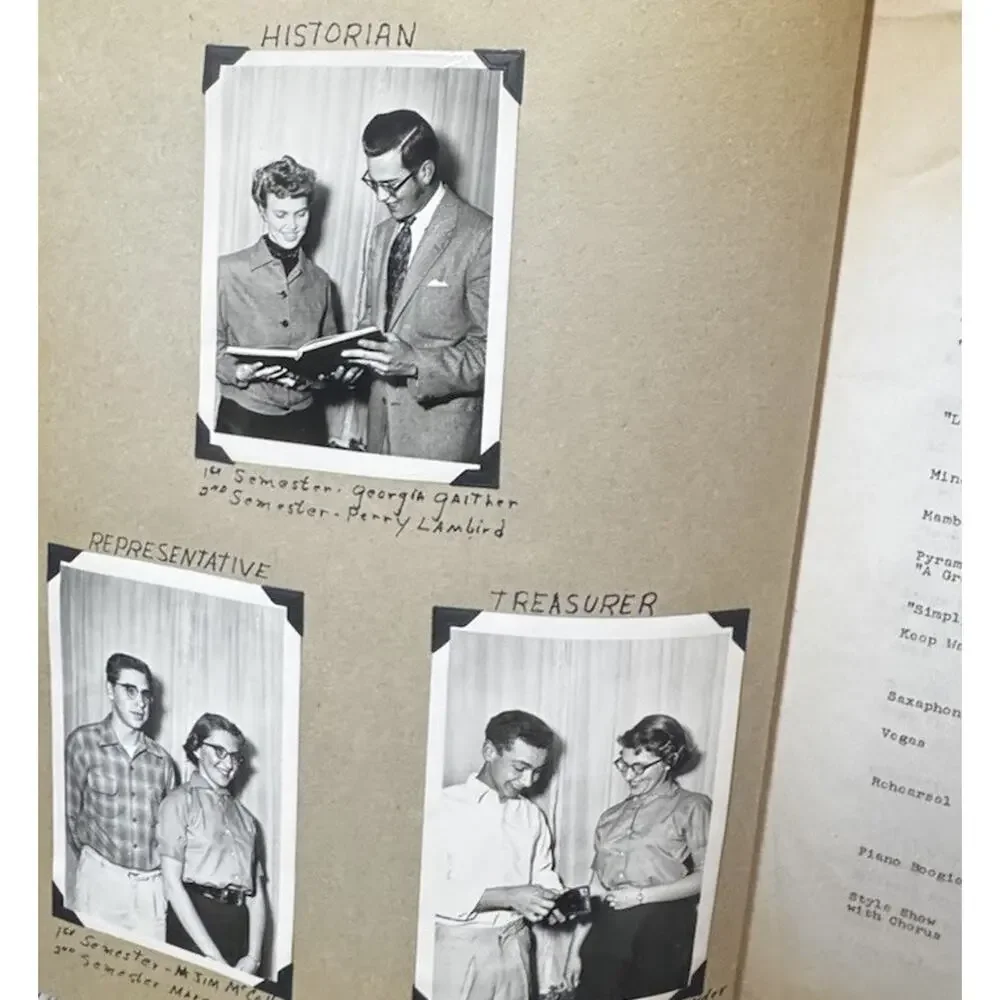 1950’s Musical Theatre High School Scrapbook- Cursive Writing Pictures- Read